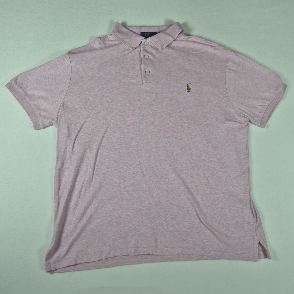 Polo Ralph Lauren‎ Polo Shirt Men's Size Large Pink Custom Slim Fit Flesh Pony